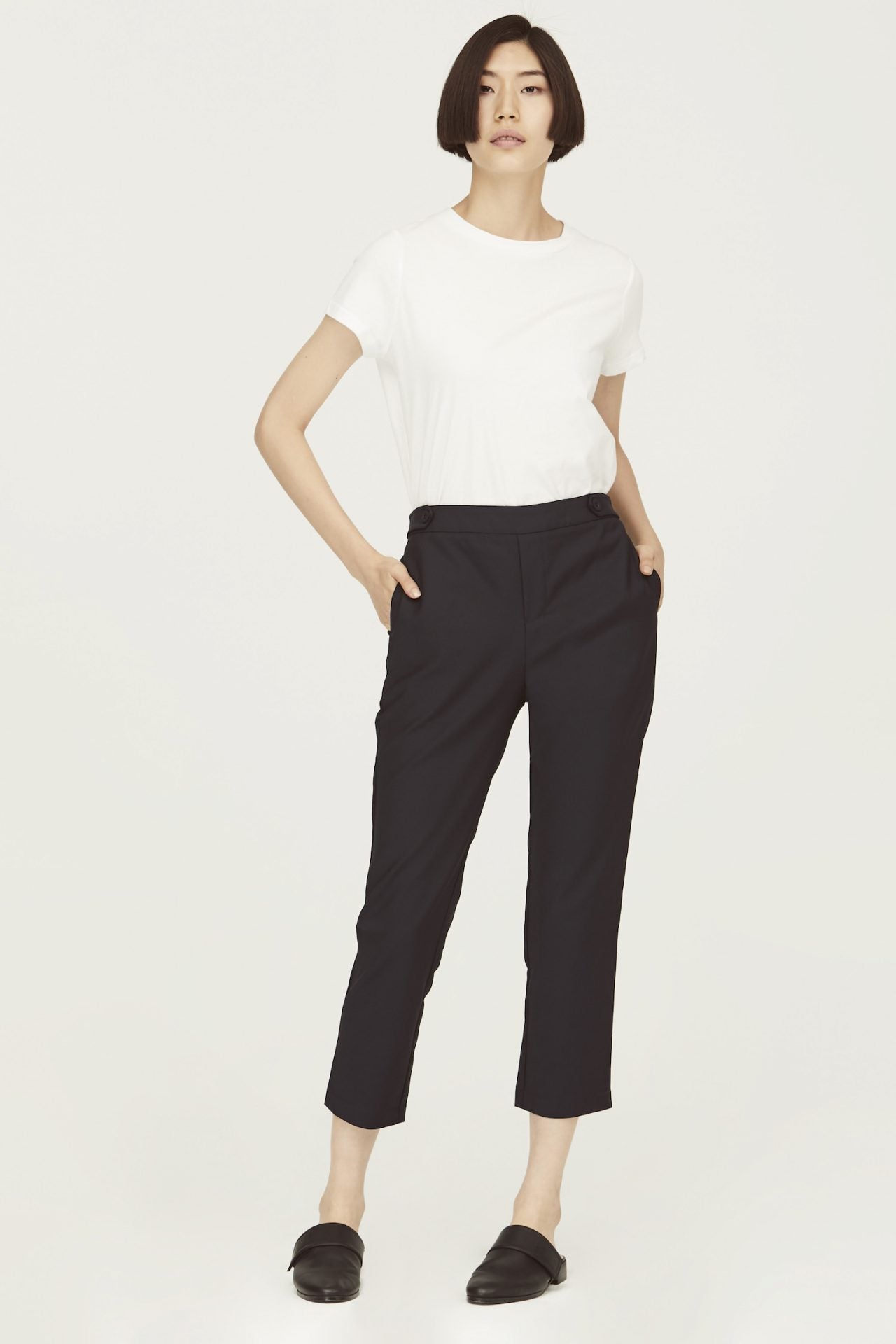 7359 navy decorative belt-looped pants navy