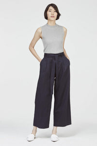 7461 linen straight pants navy