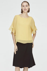 7477 L.YELLOW SHEER SHELL FLOUNCED BLOUSE