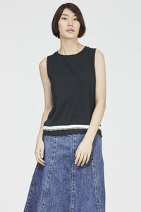 7484 sleeveless ribbed hem top dark green