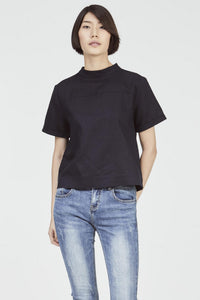 7527 mock neck blouse navy