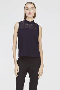 7607 NAVY MESH DETAILED BLOUSE