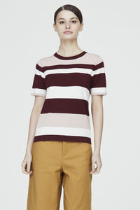 7617 MAROON TRI COLORED SWEATER