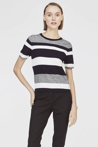 7617 NAVY TRI COLORED SWEATER