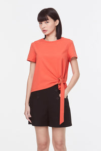 8549 Tangerine Side Tie Blouse