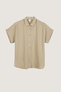 9034-Beige-SHORT-SLEEVE-BUTTON-DOWN-BLOUSE