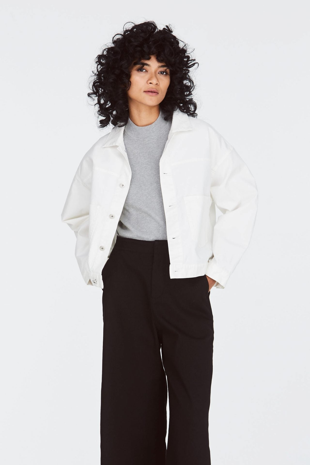 9051 oversized twill jacket cream