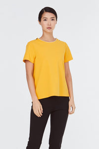 9096 marigold button shoulder tee