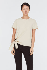9097 beige knot tie tee