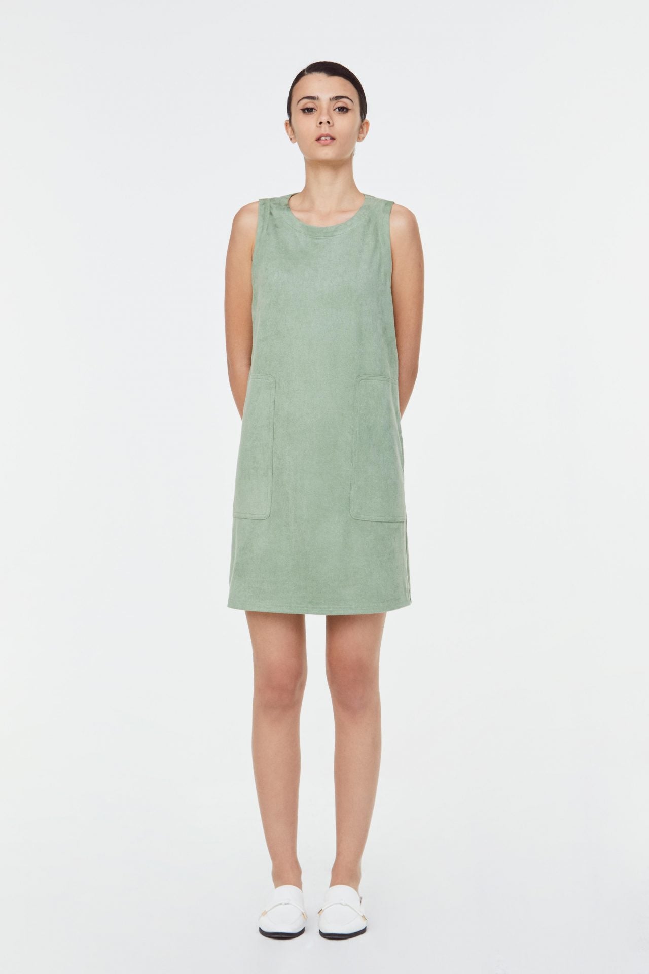 9103 V Neck Shidt Dress Olive