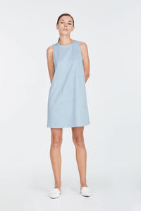 9103 v-neck shift dress grey blue