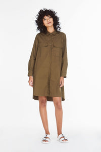 9116 pocket shirt dress army green