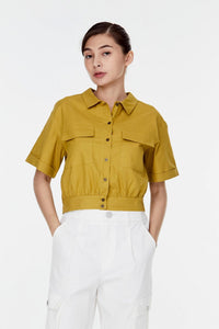 9124 CORN GATHERED HEM BLOUSE