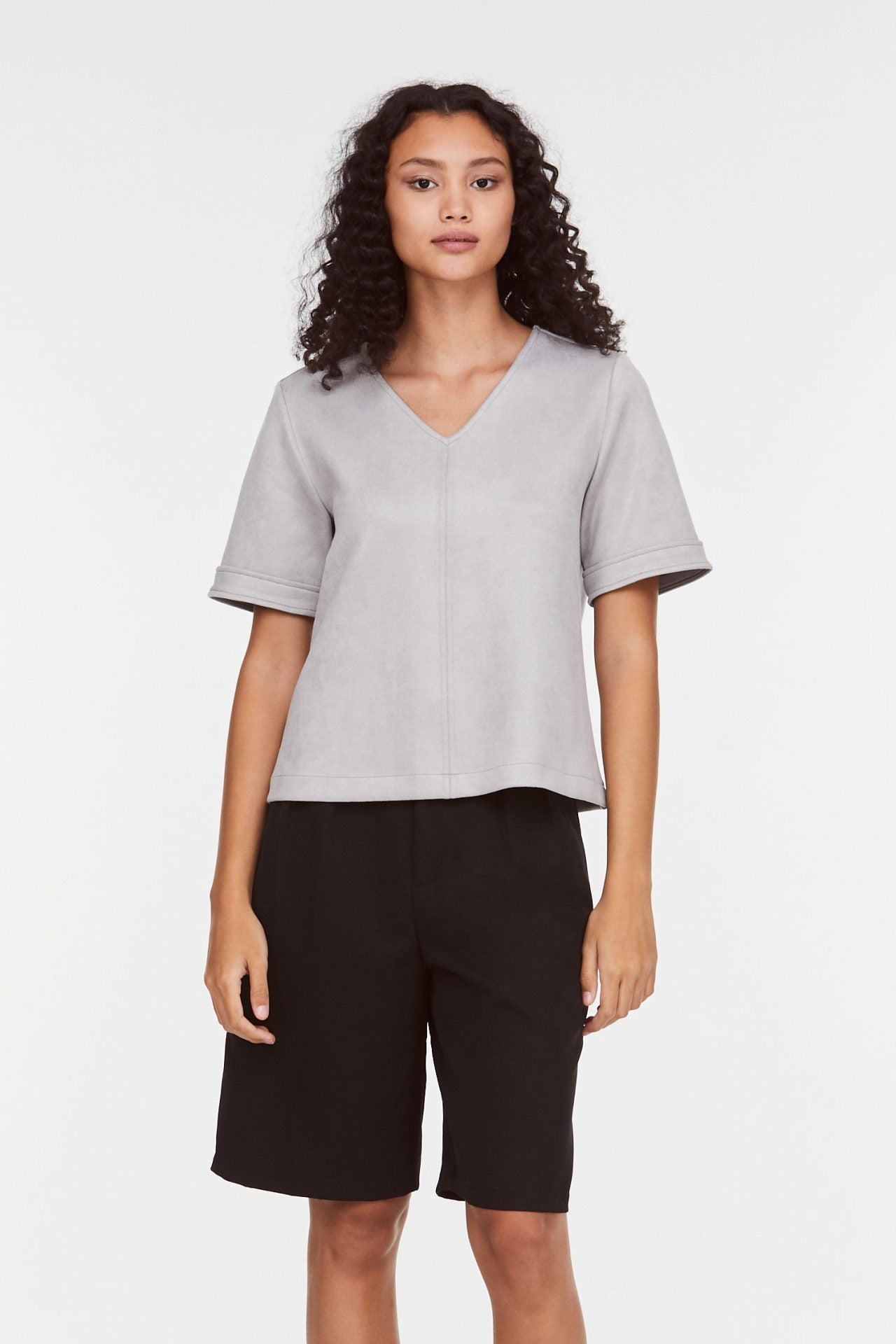 9156 LIGHT GREY BOXY CUT TOP