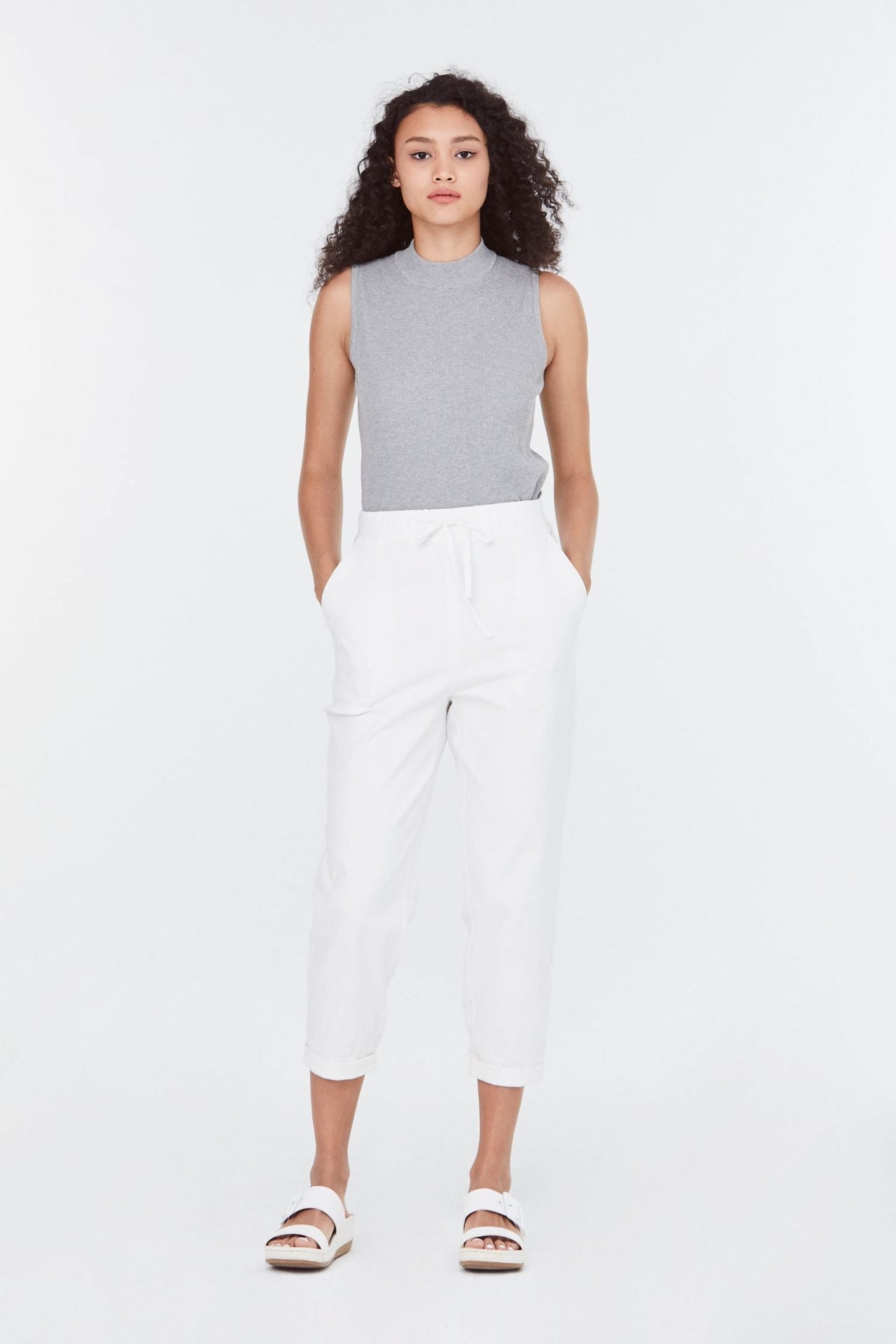 9253 CREAM DRAWSTRING JOGGER