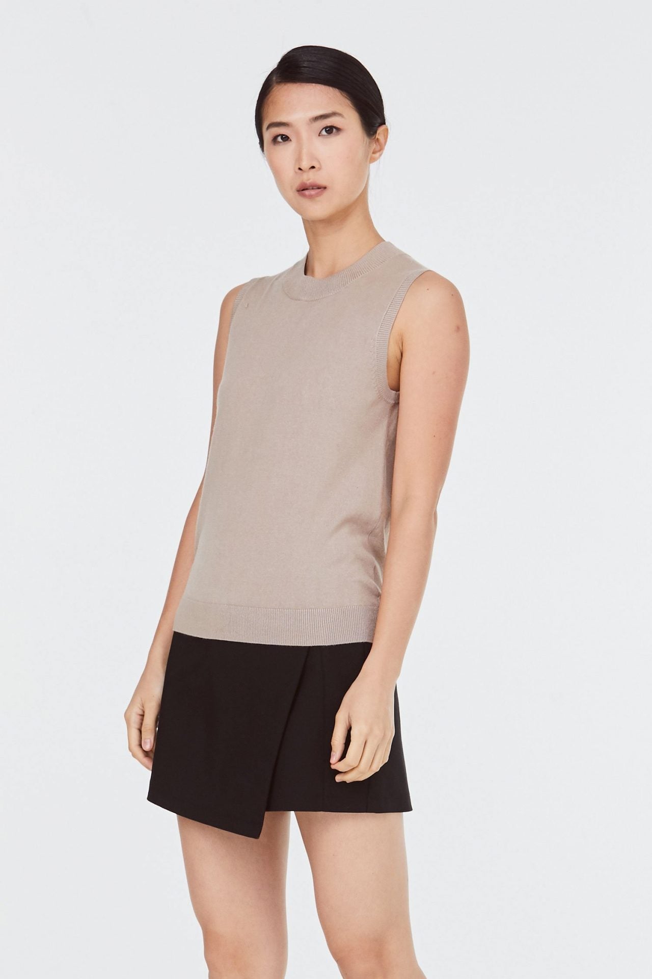 9306 KHAKI HIGH NECK KNIT TOP