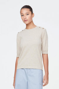 9373 Folded Cuff Knit Top Sand