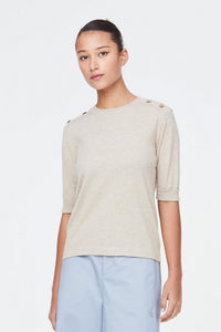9373 Folded Cuff Knit Top Sand