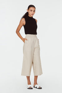 9402 ELASTICATED WIDE-LEGGED CULOTTES BEIGE