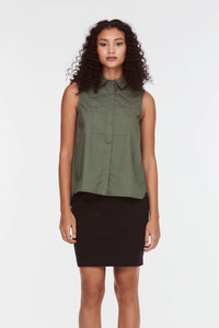 9436 ARMY GREEN BUTTONDOWN BLOUSE