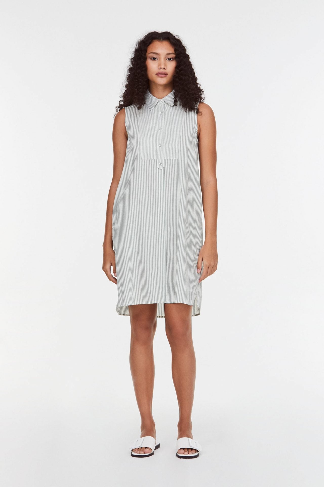 9437 GREEN STRIPE CONTRAST STRIPES DRESS
