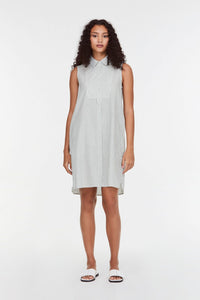 9437 GREEN STRIPE CONTRAST STRIPES DRESS