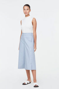 9488 Front Button Pants Grey Blue