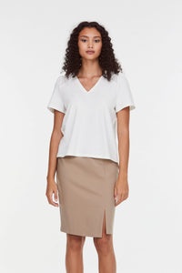 9563 Lace Panel Blouse Cream Brown