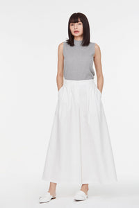 9572 CREAM FLARED PLEATED TROUSERS