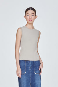 9635 KHAKI SLEEVELESS KNIT