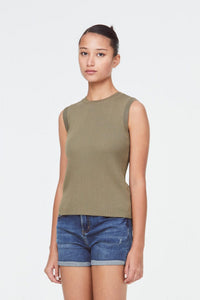 9635 Knitted Tank Top Khaki Green