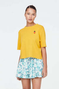 9641 Crochet Knit Top Yellow