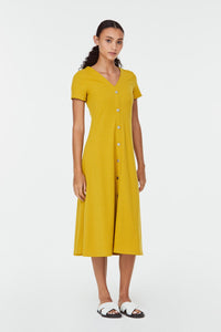 9658 BUTTONDOWN FLARE DRESS MUSTARD