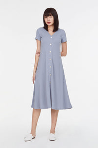 9658 Fittef Dress Grey Blue