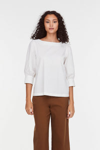 9677 PRINTED PUFF SLEEVES BLOUSE CREAM