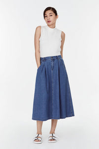 9711 DENIM BLUE ELASTICATED A-LINE DRESS