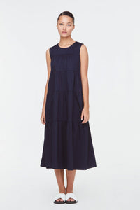 9714 Tiered Sleeveless Dress Navy