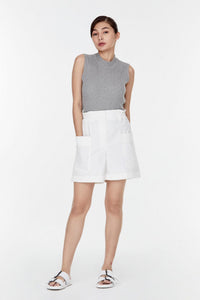 9717 CREAM ELASTICATED WIDE-LEGGED SHORTS