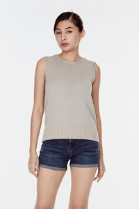 9728 BEIGE KNIT SWEATER VEST