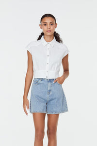 9825 BOXY SNAP BUTTON TOP CREAM