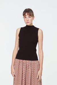 9853 Black High Neck Knit Top