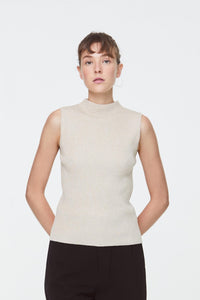 9853 Nude High Neck Knit Top