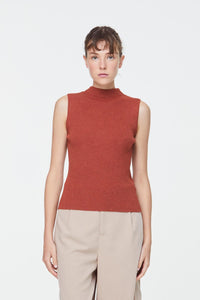 9853 Rust High Neck Knit Top