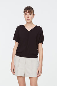 9854 Black Knitted Magyar Blouse