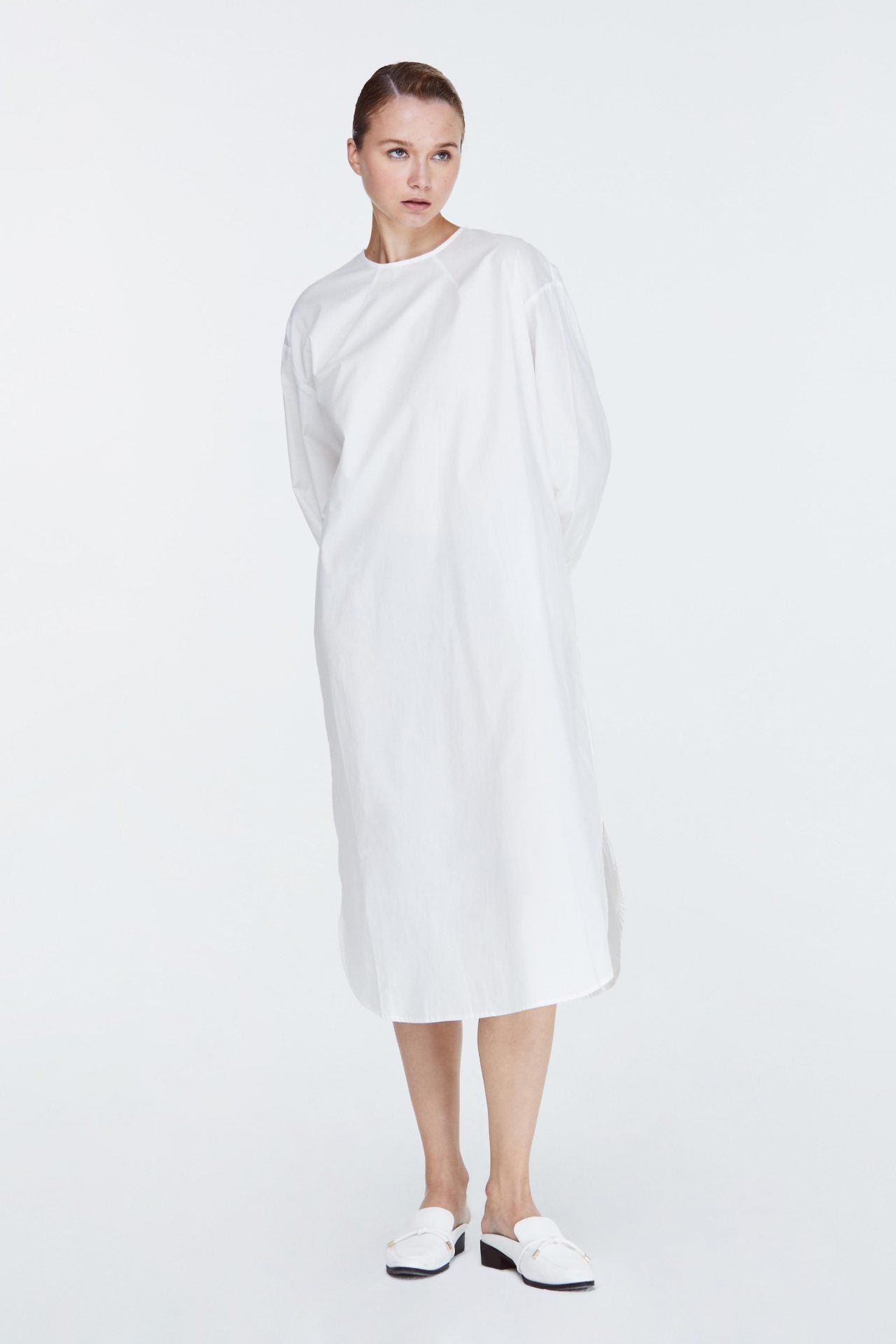 9870 CREAM LONG SLEEVE DRESS