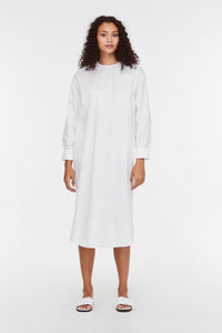 9870 CREAM PLEATED NECKLINE SHIRT DRESS