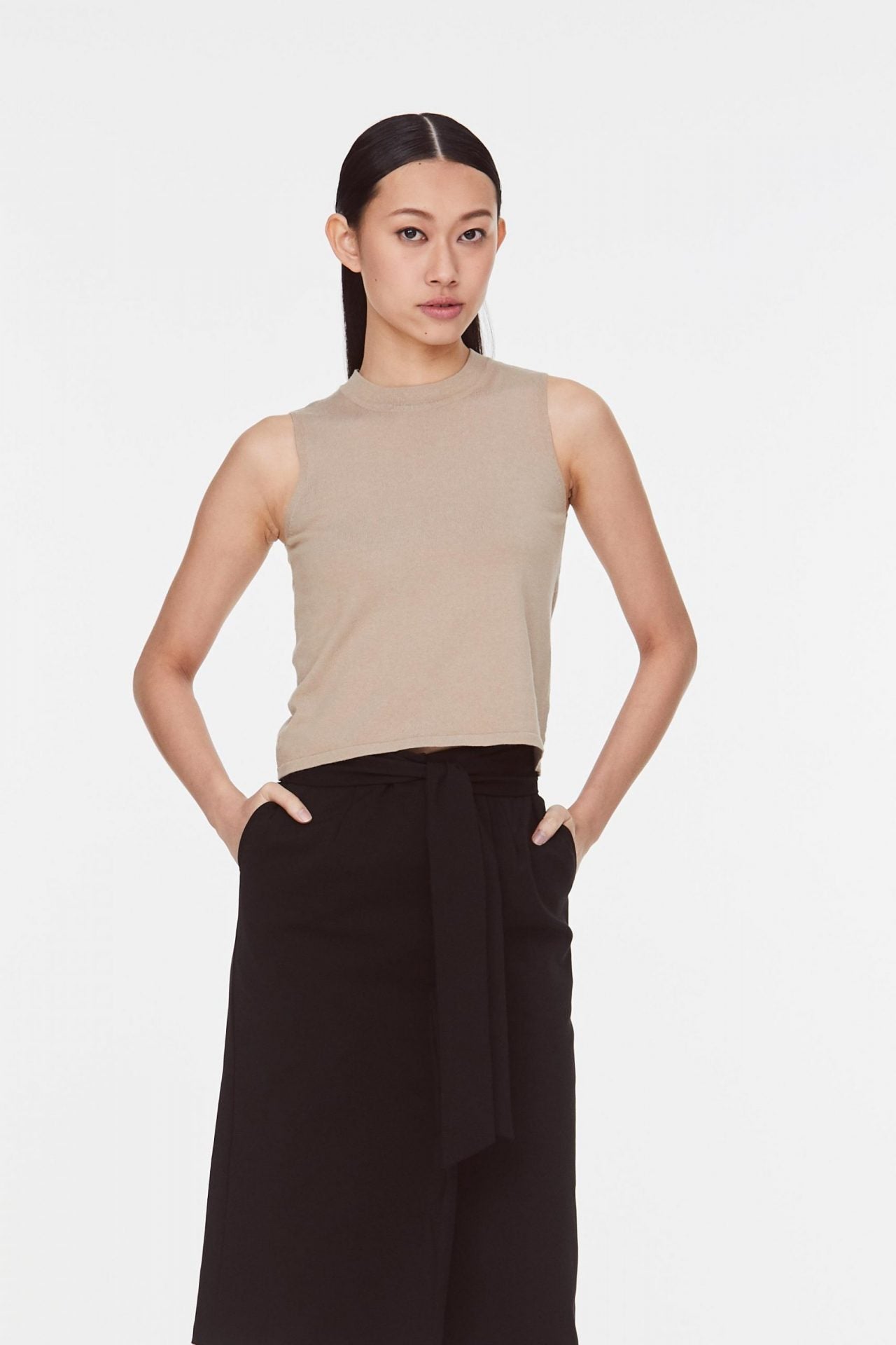 9961 KHAKI KNITTED TANK TOP