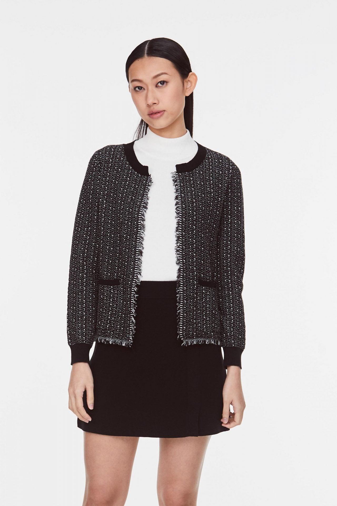 9963 BLACK TWEED CARDIGAN