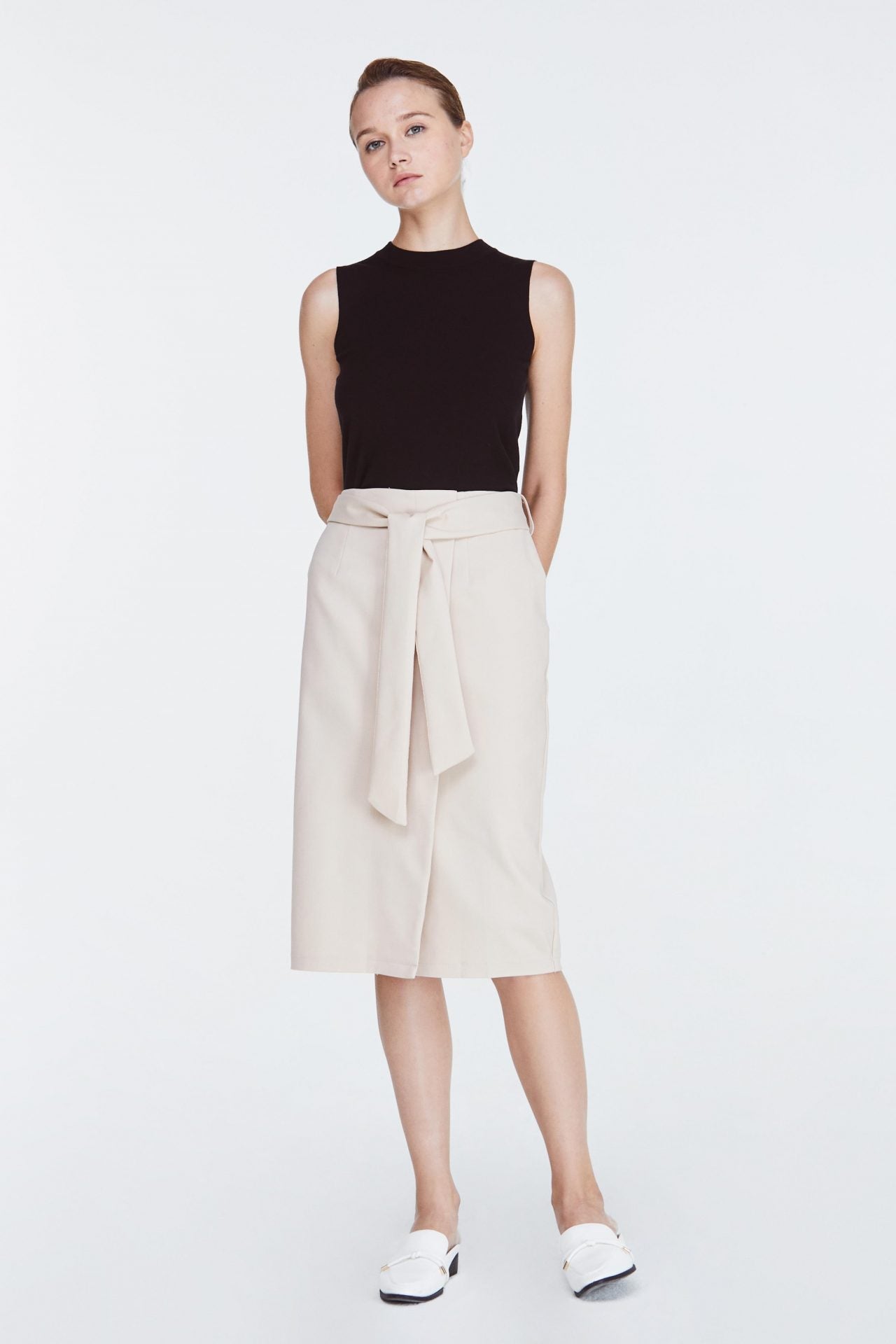 9968 BEIGE RIBBONED SKIRT
