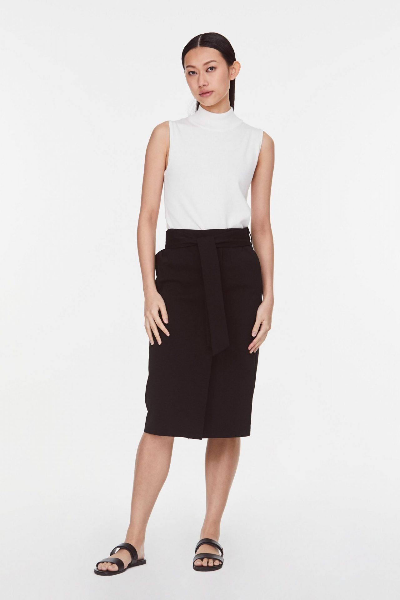 9968 BLACK WRAPPED SHIFT SKIRT